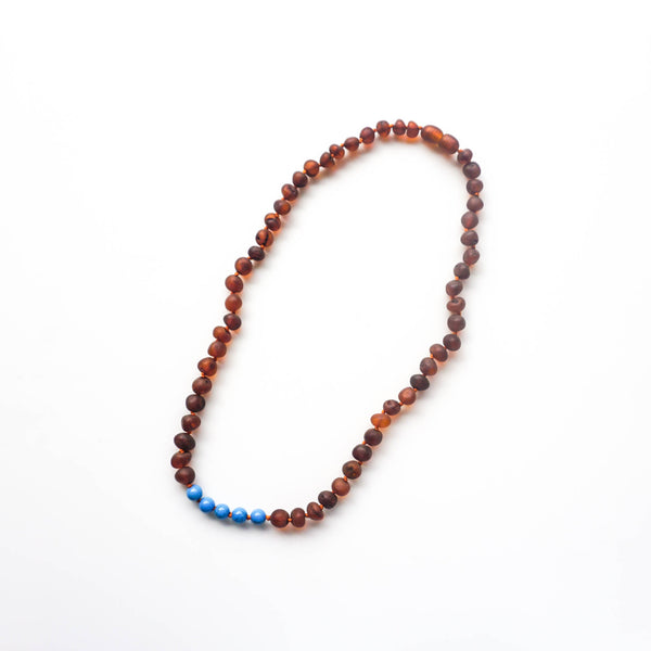 RAW COGNAC AMBER + TURQUOISE Necklace