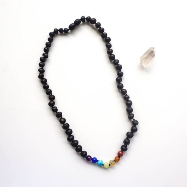 RAW CHERRY AMBER + CHAKRA CRYSTALS Necklace